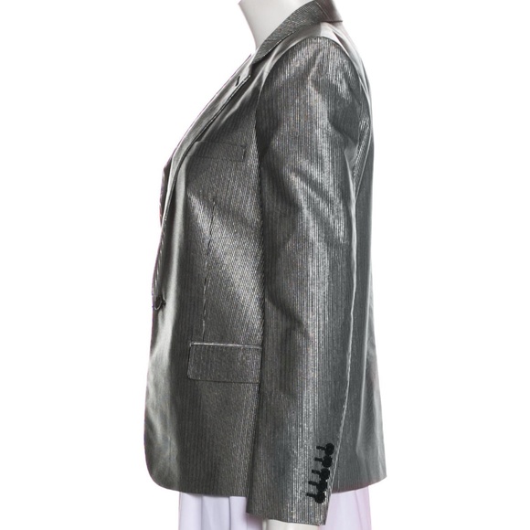 SAINT LAURENT Silk-Blend Metallic BLAZER w/TAGS - Picture 2 of 6